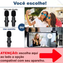 LAPELA TIPO C - Microfone Lapela Celular Sem Fio Duplo - Preto BM-221