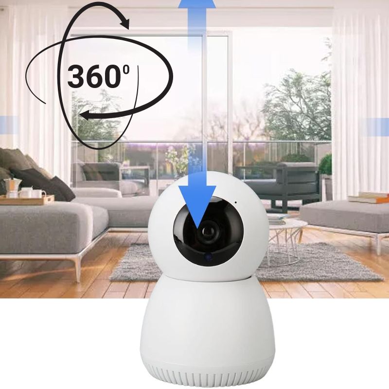 1 Câmera de Segurança com Suporte p/ Parede ou Mesa Wi-Fi 360° Visão Noturna