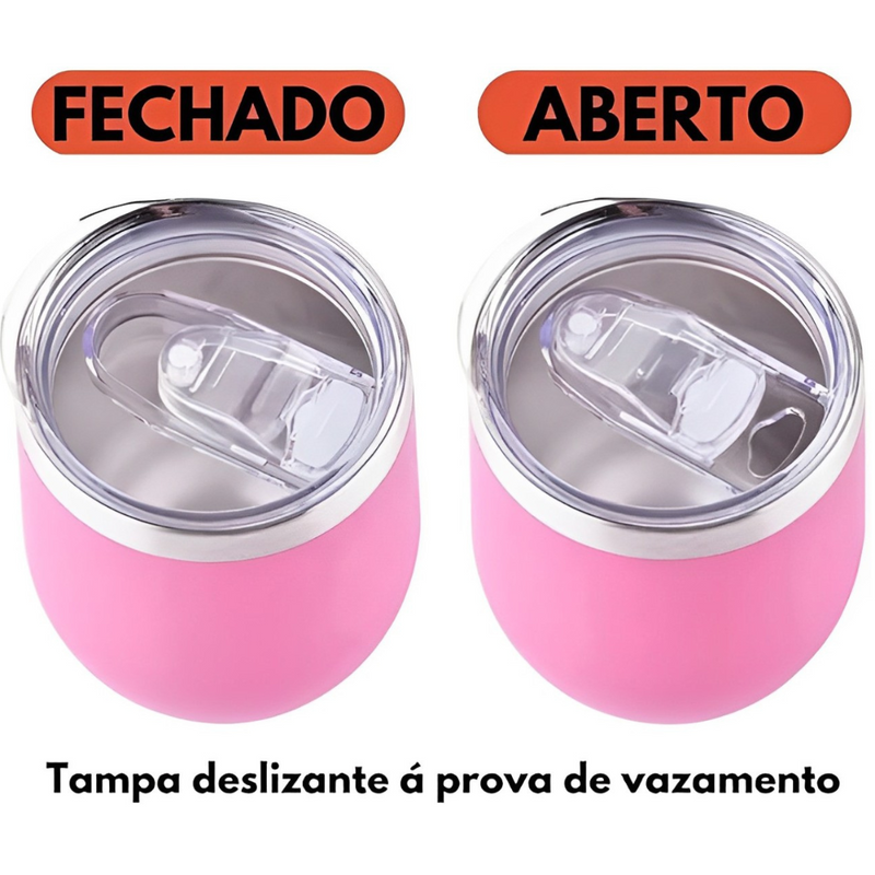Personalizado - COPO CUIA Térmico Inox com Tampa Antivazamento (360 ml) - Rosa