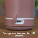 Personalizado Bluetooth - Copo Térmico Som Led e TAMPA com ABRIDOR (420 ml) - Rosê