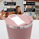 Personalizado Bluetooth - Copo Térmico Som Led e TAMPA com ABRIDOR (420 ml) - Rosê