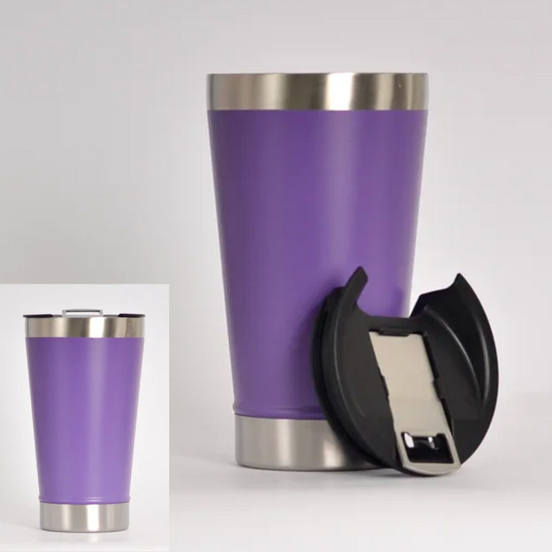 Personalizado - Copo Térmico Inox com TAMPA e ABRIDOR (473 ml) - Violeta