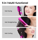 BRANCO/DOURADO - Escova Secador de Cabelo 5 em 1 Multifuncional