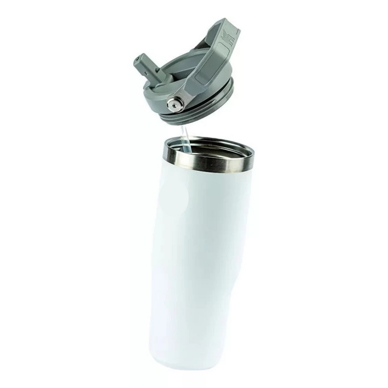 Personalizado Grande - Garrafa Flip Straw Tumbler com Alça Superior e Canudo (900ml) - Rosa