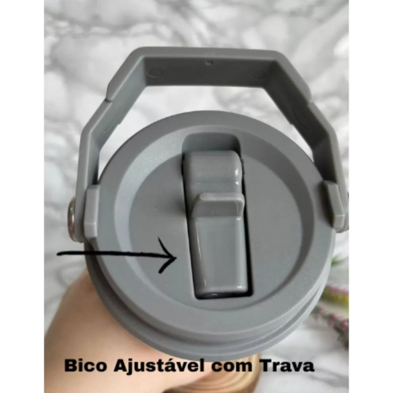 Personalizado Grande - Garrafa Flip Straw Tumbler com Alça Superior e Canudo (900ml) - Rosa