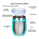 PERSONALIZADO - COPO CUIA Térmico Inox com Tampa Antivazamento (360 ml) - Ciano