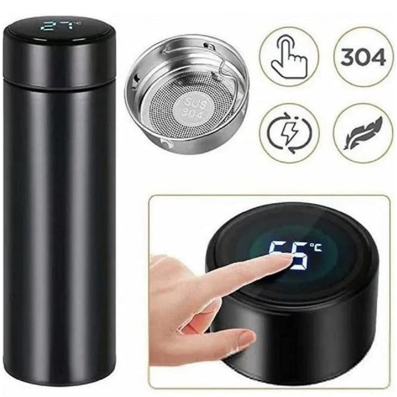 Personalizado - Garrafa Térmica com LED e Termômetro (500ml) - Dourado