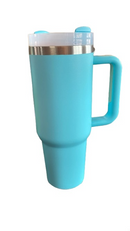 Personalizado - Copo Caneca (1200 ml) Inox com Alça e Canudo - Azul Claro
