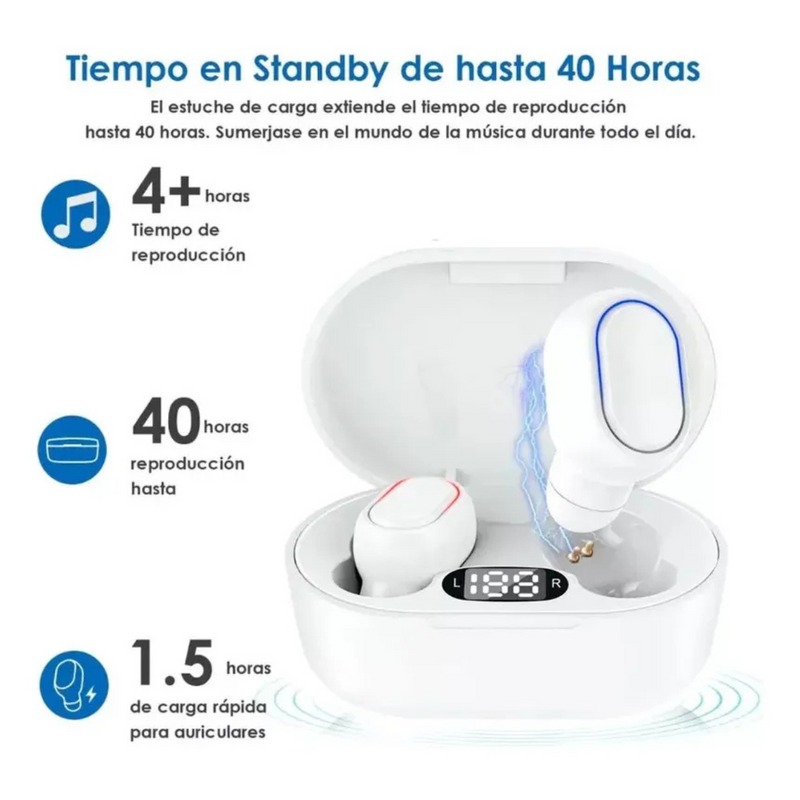 Branco - Fone de Ouvido Sem Fio AUT114B – Bluetooth 5.3, Intra‑auricular com Microfone