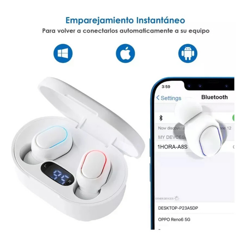 Branco - Fone de Ouvido Sem Fio AUT114B – Bluetooth 5.3, Intra‑auricular com Microfone
