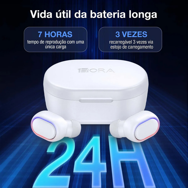 Branco - Fone de Ouvido Sem Fio AUT114B – Bluetooth 5.3, Intra‑auricular com Microfone