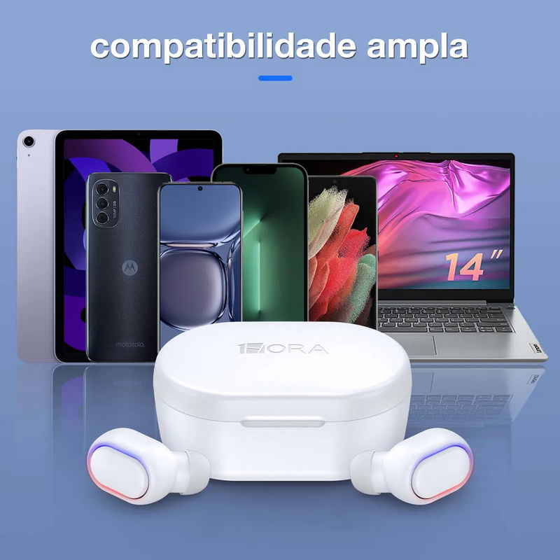 Branco - Fone de Ouvido Sem Fio AUT114B – Bluetooth 5.3, Intra‑auricular com Microfone
