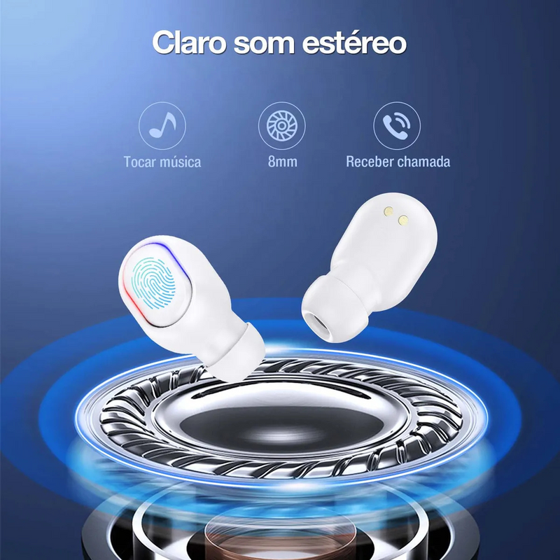 Branco - Fone de Ouvido Sem Fio AUT114B – Bluetooth 5.3, Intra‑auricular com Microfone